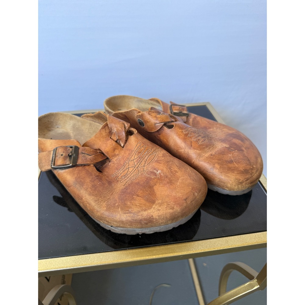 Birkenstock Boston Western Brown Leather Embroidered Clogs Womens 43 - Picture 5 of 7